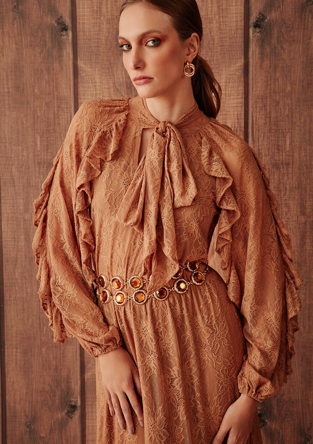 RAVENA LONG LACE DRESS WITH TOP