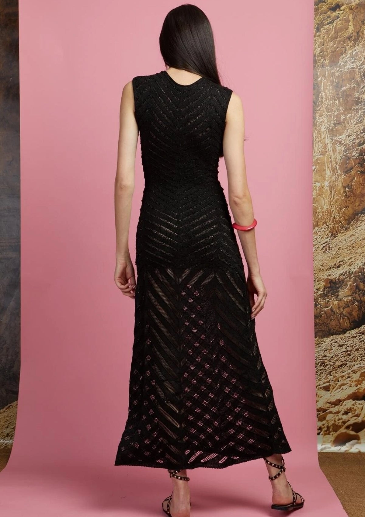 BLACK Jacquard knit dress