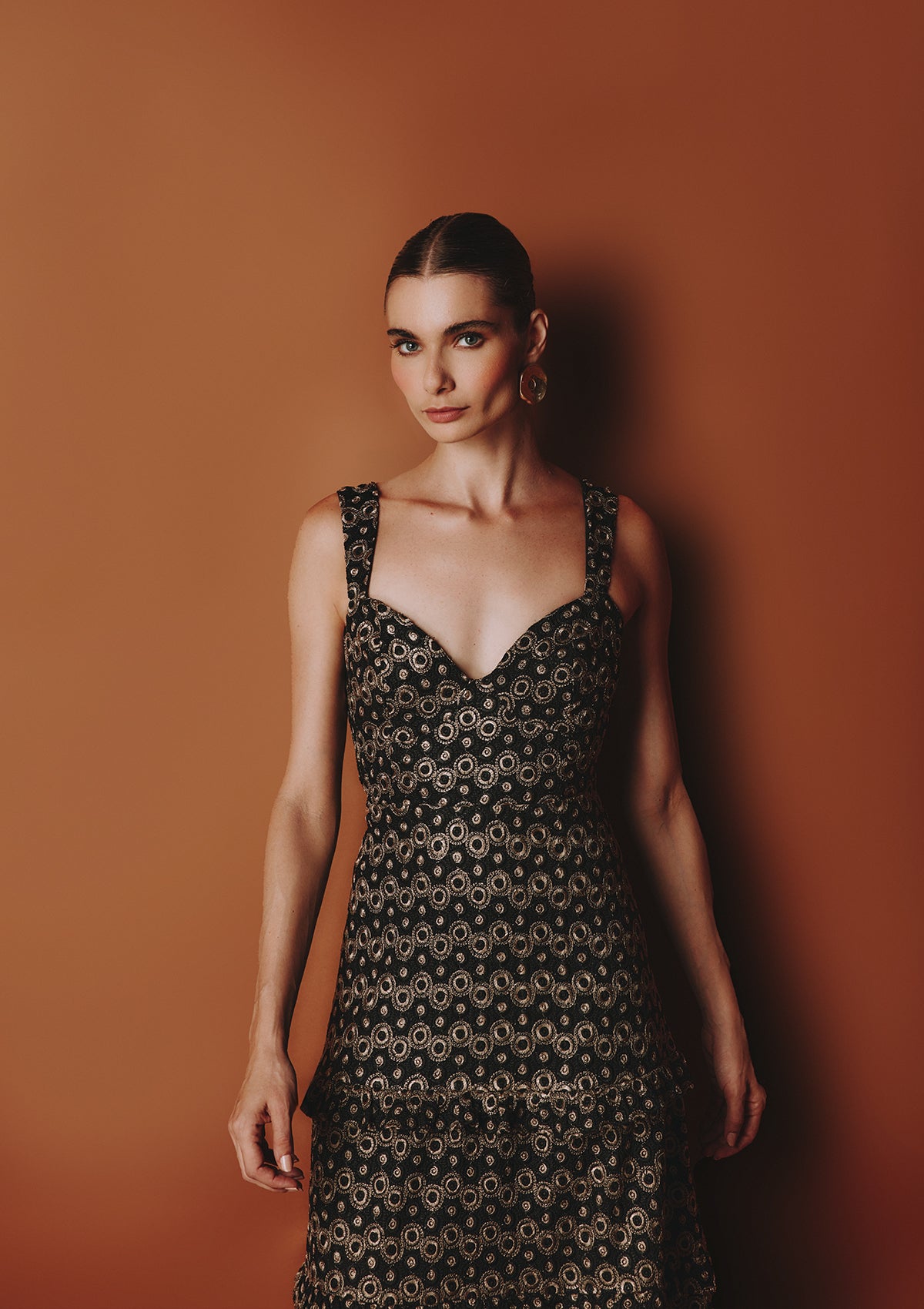CELESTE MIDI EMBROIDERED DRESS