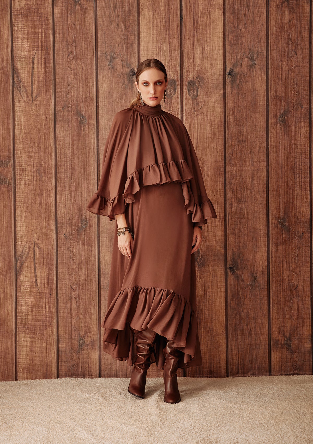 MELINA TEXTURED CHIFFON OVERLAY DRESS