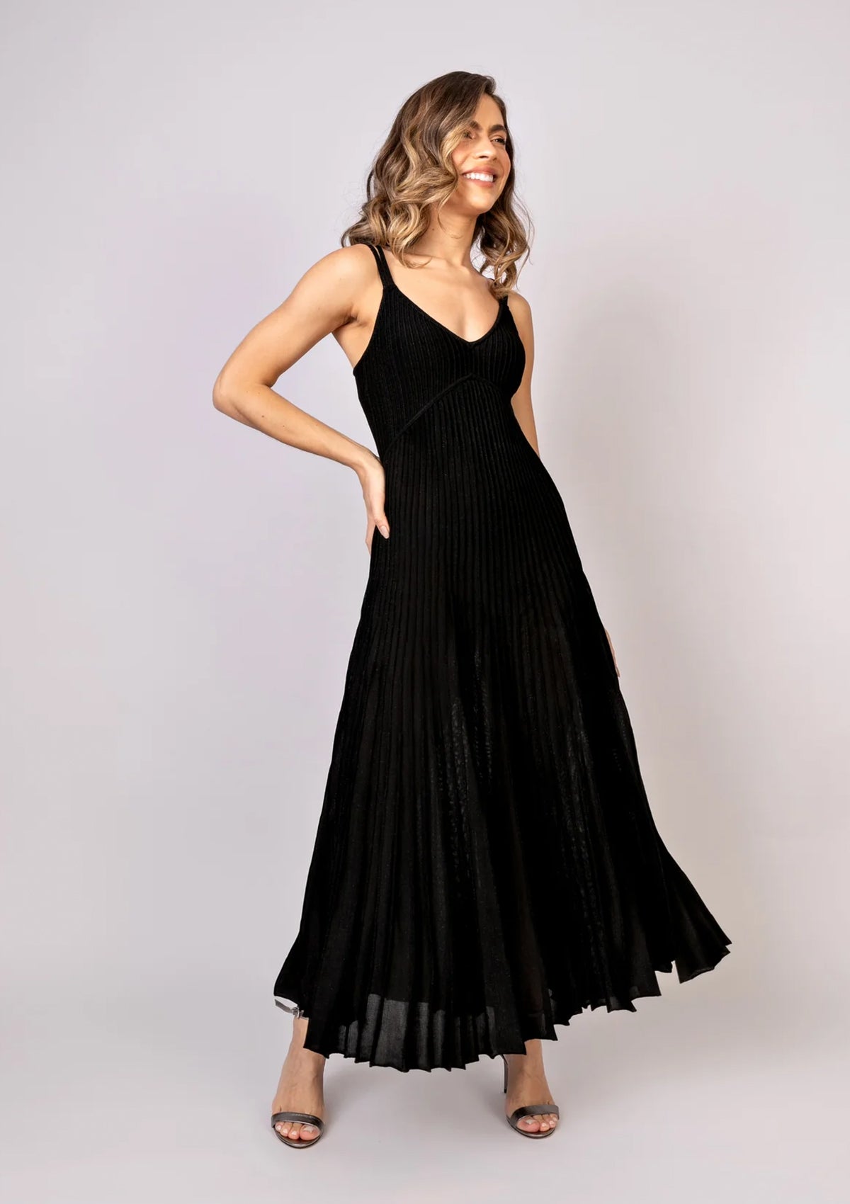 Natalie Shimmer Black Dress