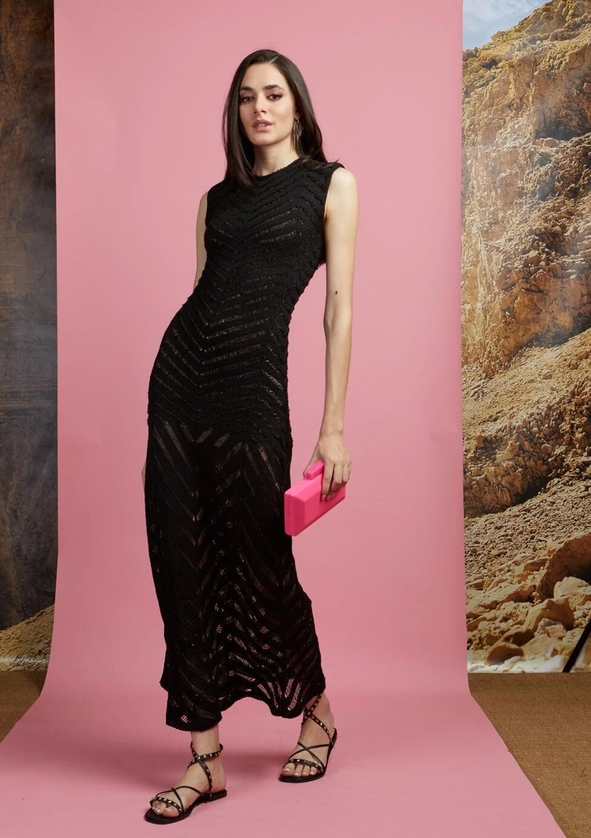 BLACK Jacquard knit dress