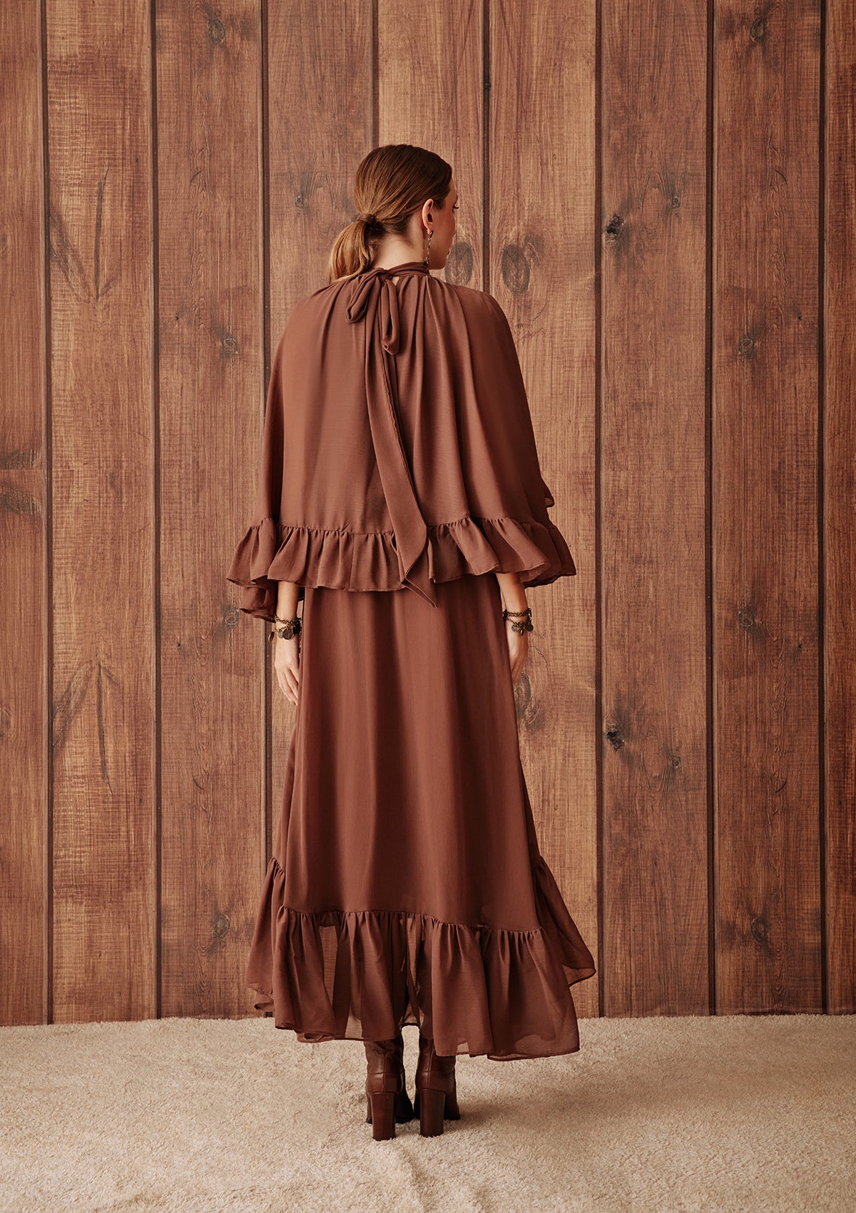 MELINA TEXTURED CHIFFON OVERLAY DRESS